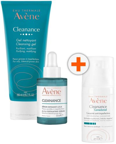 Avène Cleanance Комплект - Почистващ гел, Серум A.H.A и Концентрат Comedomed, 200 + 30 + 30 ml - 1